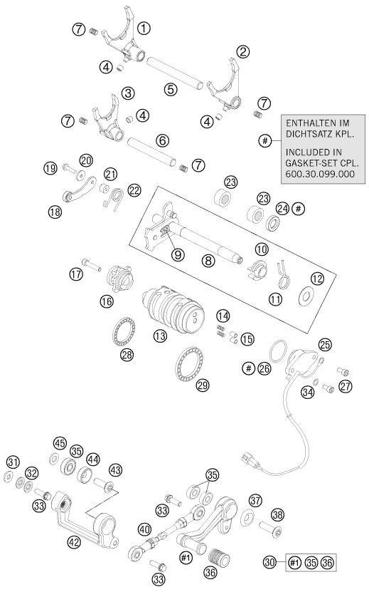 MECANISME DE SELECTION POUR 990 SUPER DUKE R 2013 (AU/GB)