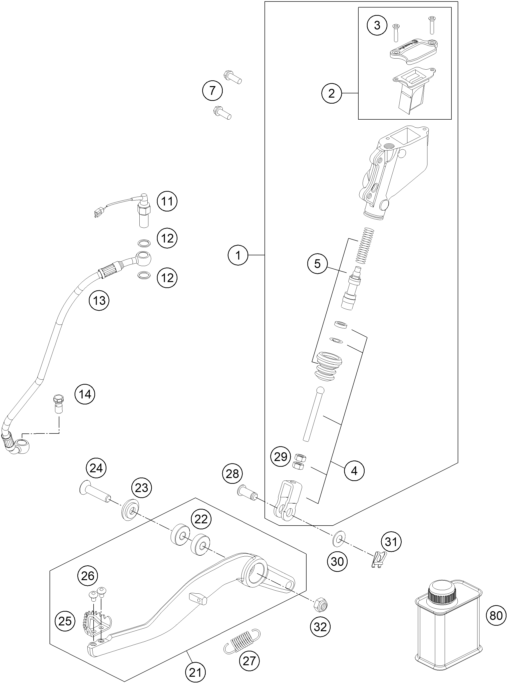 SYSTEME DE FREIN ARRIERE POUR 990 SUPERMOTO T BLACK ABS 2013 (EU)