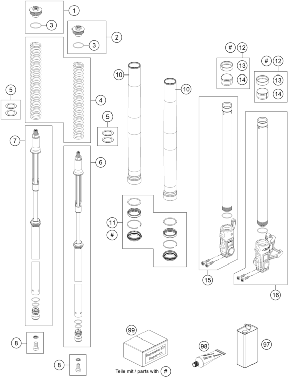 FOURCHE TELESCOPIQUE POUR 690 DUKE R 2017 (EU)