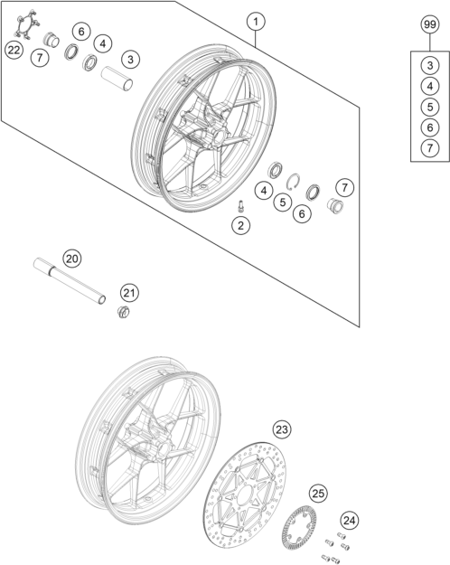 ROUE AVANT POUR 690 DUKE BLACK ABS 2013 (EU)