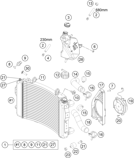 SYSTEME DE REFROIDISSEMENT POUR 690 DUKE BLACK ABS 2013 (EU)