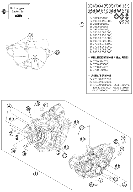 CARTER MOTEUR POUR 250 EXC F FACTORY EDITION 2015 EU