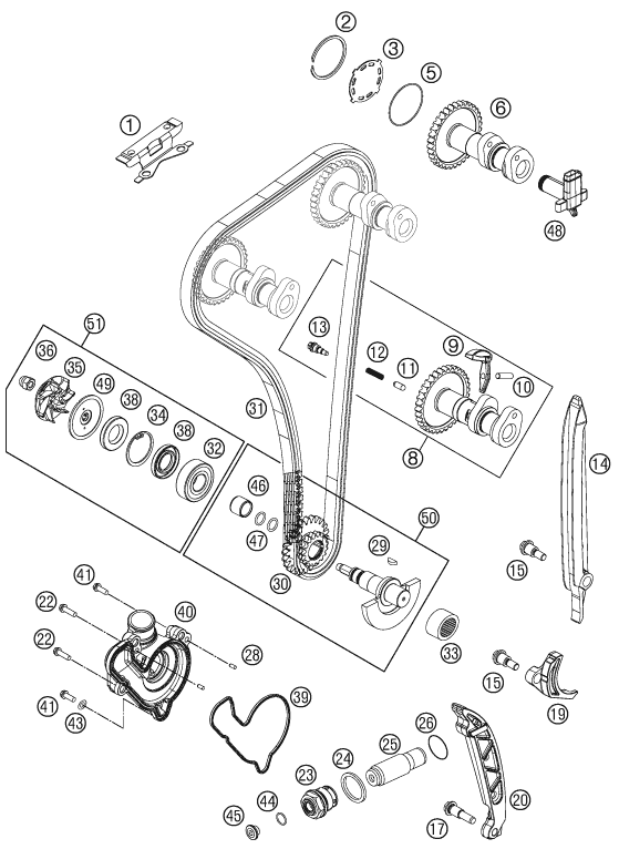 COMMANDE DE DISTRIBUTION POUR 250 EXC-F 2014 (EU)