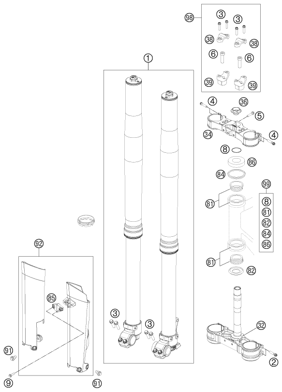 FOURCHE TELESCOPIQUE TE DE FOURCHE POUR 125 SX 2014 EU