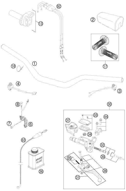 GUIDON ARMATURES POUR 250 SX-F 2015 (EU)