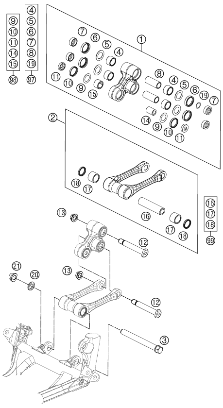 ARTICULATION DE LAMORTISSEUR PRO LEVER POUR 250 XC 2016 EUUS