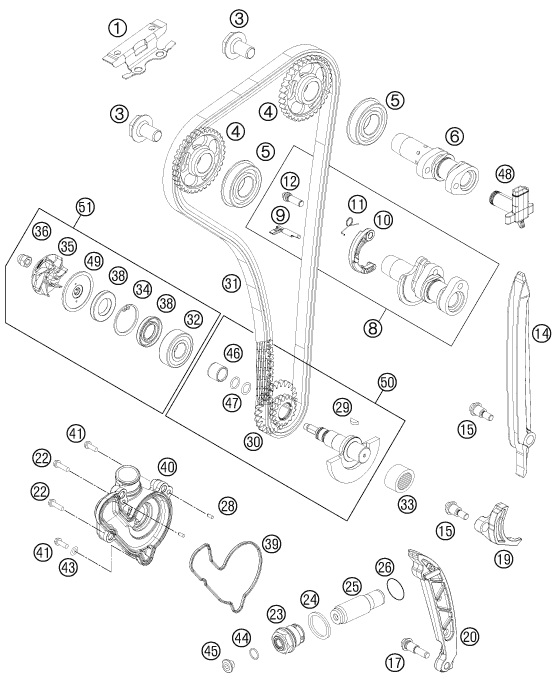 COMMANDE DE DISTRIBUTION POUR 350 SX F 2013 EU