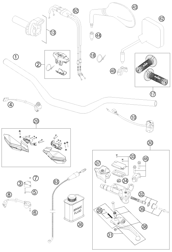 GUIDON ARMATURES POUR 450 EXC 2015 (EU)