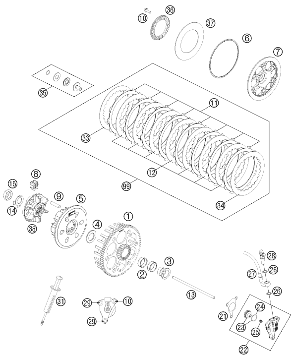 EMBRAYAGE POUR 450 EXC FACTORY EDITION 2015 EU