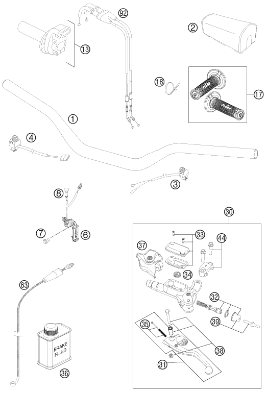 GUIDON ARMATURES POUR 450 SX F 2013 EU