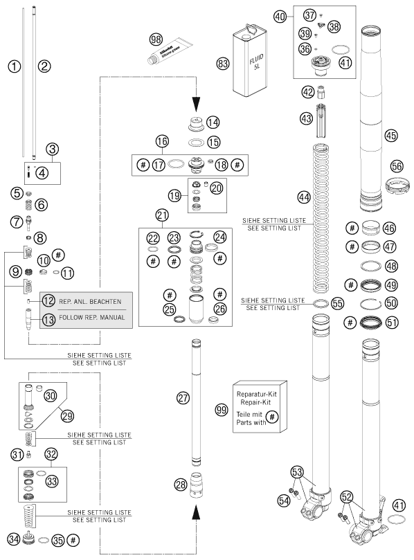 FOURCHE TELESCOPIQUE POUR 125 EXC SIX-DAYS 2013 (EU)