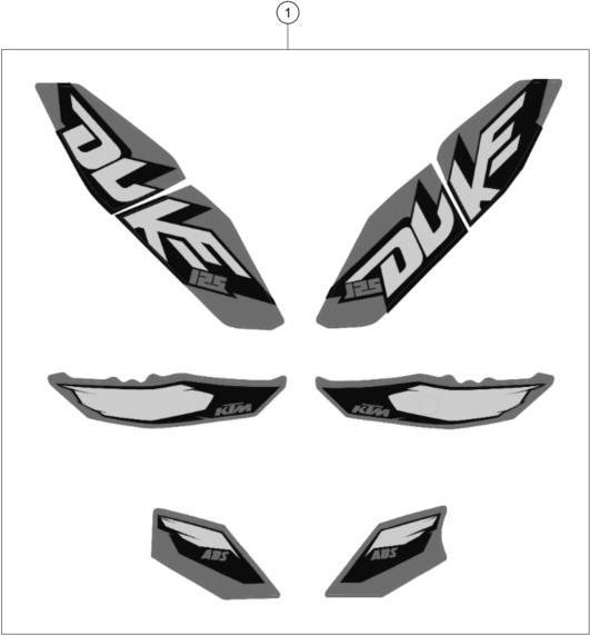 KIT DECO POUR 125 DUKE ORANGE ABS 2016 EU