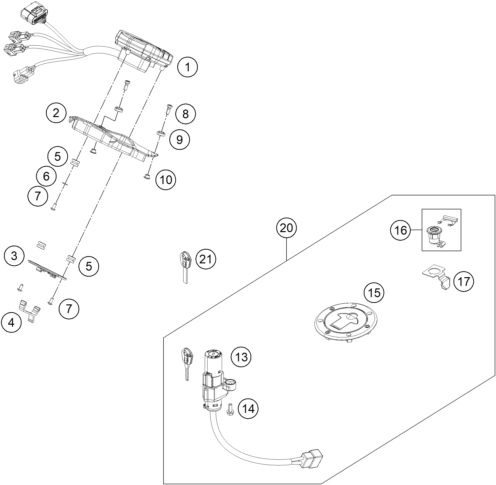 INSTRUMENTS SYSTEME DE VERROUILLAGE POUR 125 DUKE ORANGE ABS 2013 EU