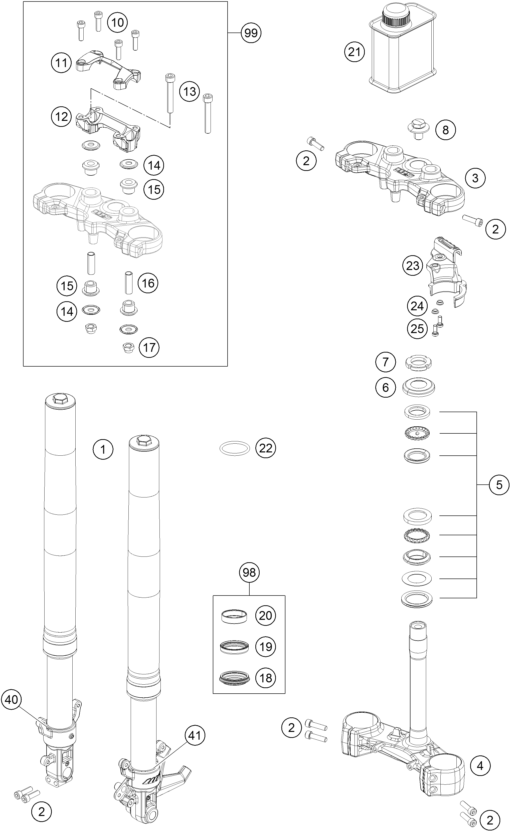 FOURCHE TELESCOPIQUE TE DE FOURCHE POUR 250 DUKE BL. ABS B.D. 15 (EU)