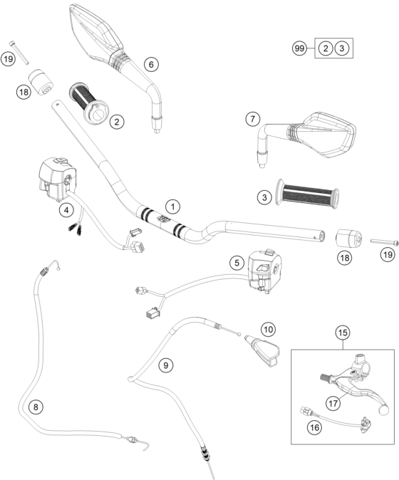 GUIDON ARMATURES POUR 390 DUKE BLACK ABS 2014 EU