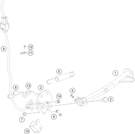 BEQUILLE LATERALE BEQUILLE CENTRALE POUR RC 125 BLACK / ABS 2014 (EU)