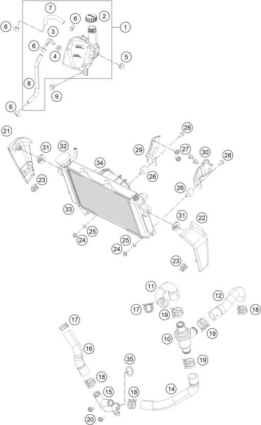 SYSTEME DE REFROIDISSEMENT POUR 390 DUKE WHITE ABS 2013 (EU)