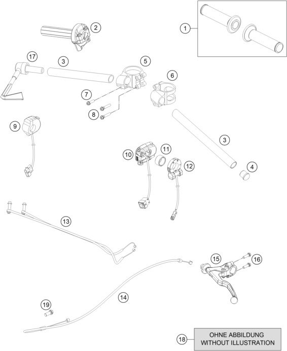 GUIDON ARMATURES POUR RC 250 R 2013 (EU)