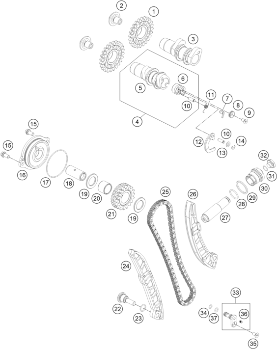 COMMANDE DE DISTRIBUTION POUR RC 250 R 2013 EU