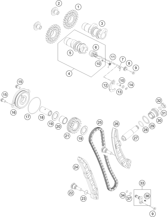 COMMANDE DE DISTRIBUTION POUR RC 250 R 2014 (EU)