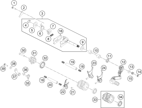 MECANISME DE SELECTION POUR 65 SX 2014 (EU)