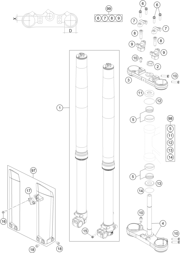 FOURCHE TELESCOPIQUE TE DE FOURCHE POUR 85 SX 1714 2014 EU