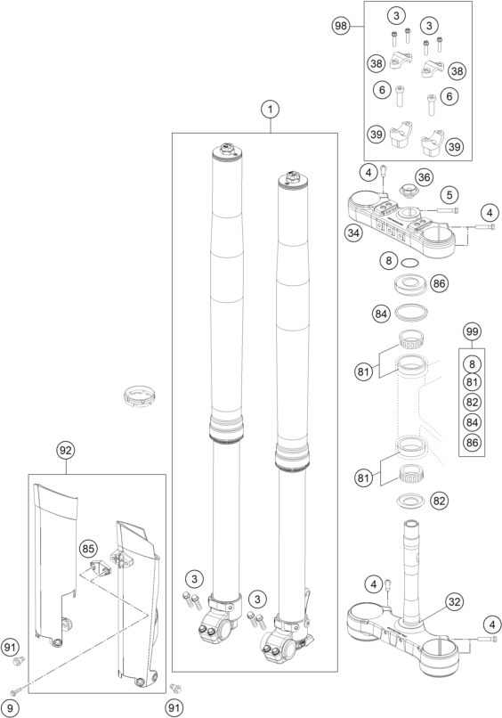 FOURCHE TELESCOPIQUE TE DE FOURCHE POUR 125 EXC 2015 EU