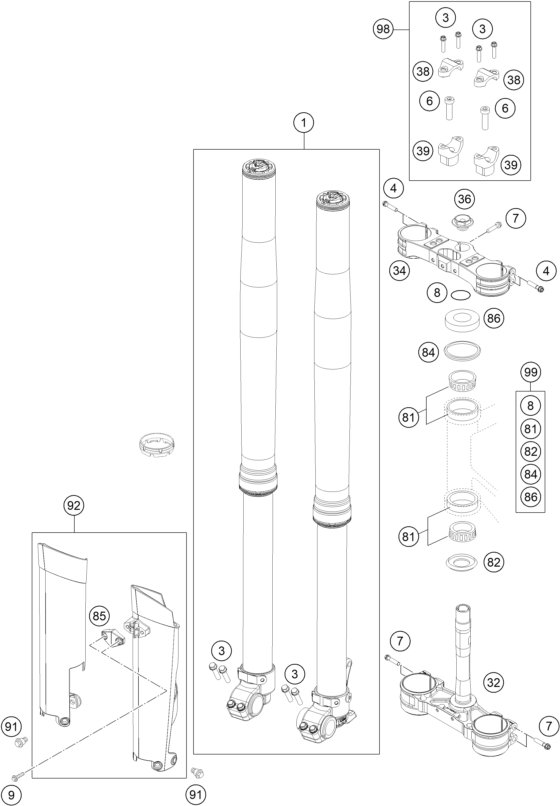 FOURCHE TELESCOPIQUE TE DE FOURCHE POUR 125 EXC SIX DAYS 2014 EU