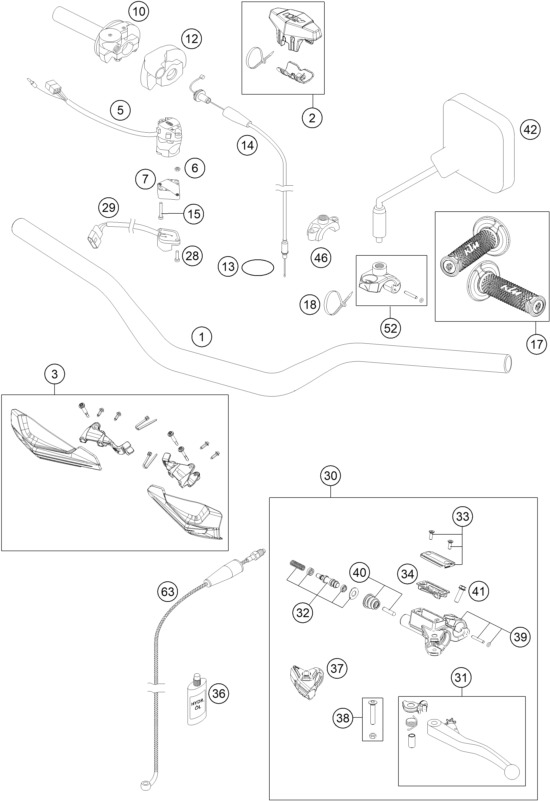 GUIDON ARMATURES POUR 125 EXC SIX DAYS 2014 EU