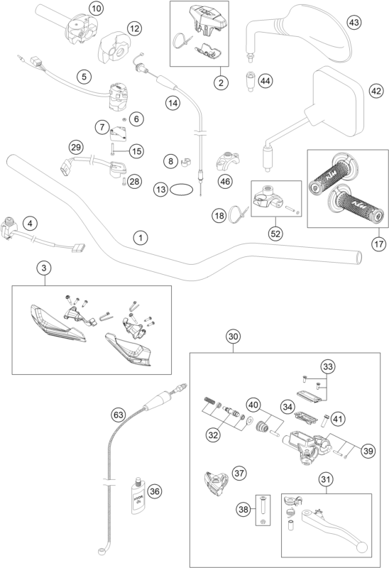 GUIDON ARMATURES POUR 200 EXC 2015 EU