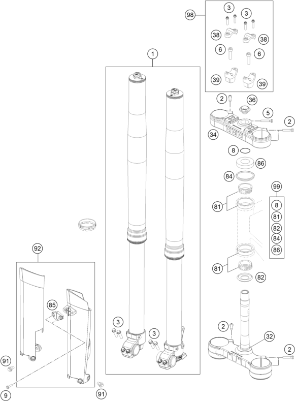 FOURCHE TELESCOPIQUE TE DE FOURCHE POUR 250 EXC 2015 EU