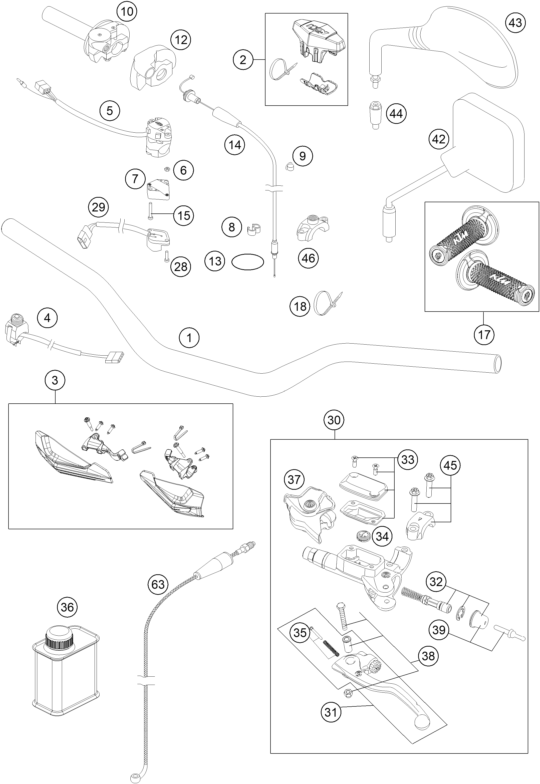 GUIDON ARMATURES POUR 250 EXC 2014 EU
