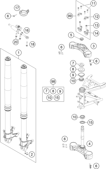 FOURCHE TELESCOPIQUE TE DE FOURCHE POUR 1190 ADVENTURE ABS GREY 2014 EU