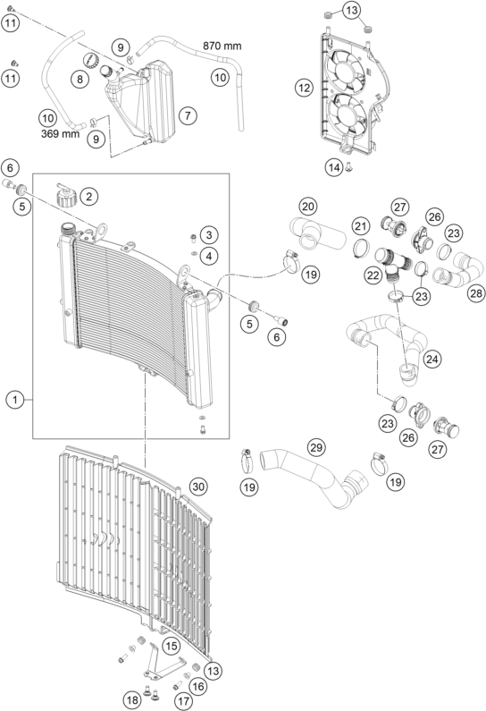 SYSTEME DE REFROIDISSEMENT POUR 1190 ADV. ABS GREY WES. 2014 (EU)