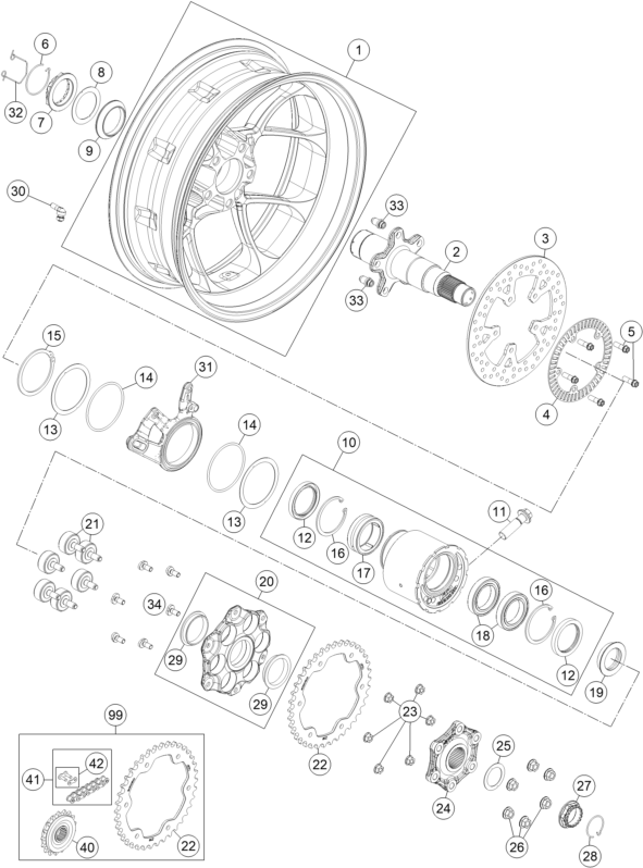 ROUE ARRIERE POUR 1290 SUPERDUKE R BLACK ABS 14 EU