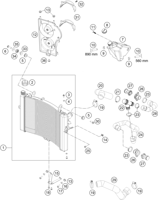 SYSTEME DE REFROIDISSEMENT POUR 1290 SUPER DUKE R BLACK 2018 (EU)