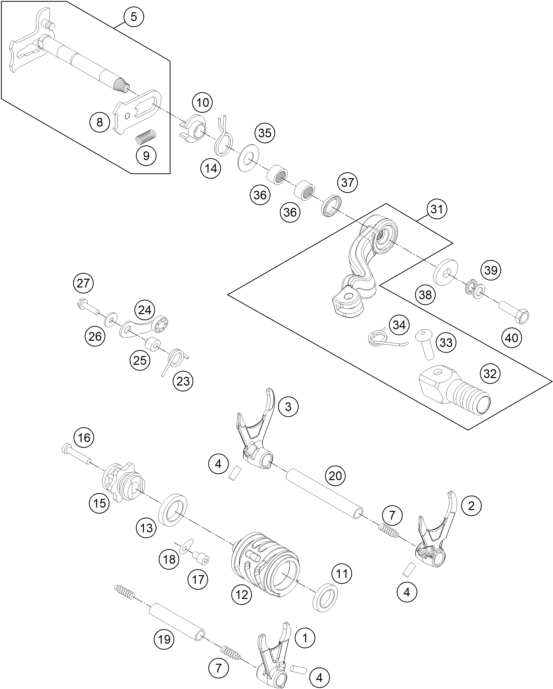 MECANISME DE SELECTION POUR FREERIDE 250 R 2015 (EU)