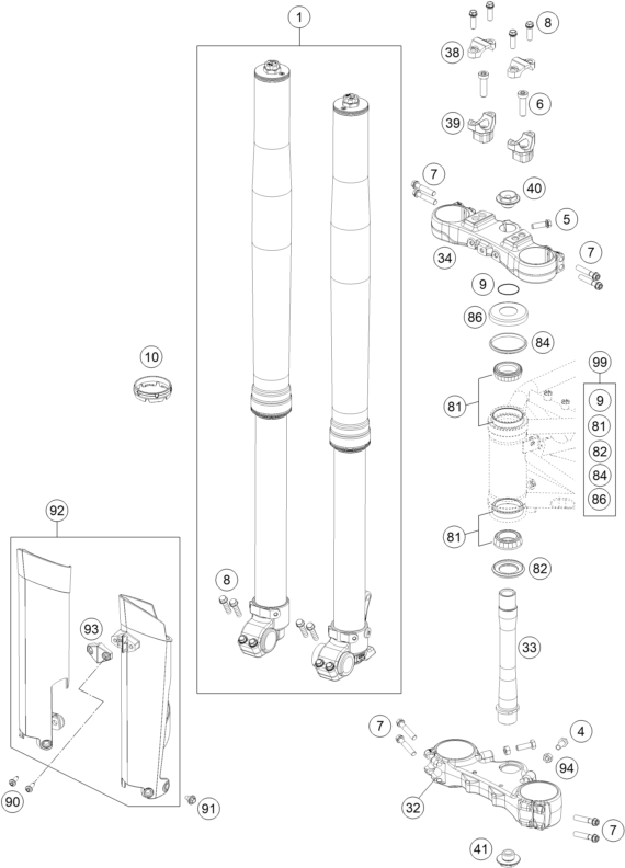 FOURCHE TELESCOPIQUE TE DE FOURCHE POUR 690 ENDURO R ABS 2014 EU
