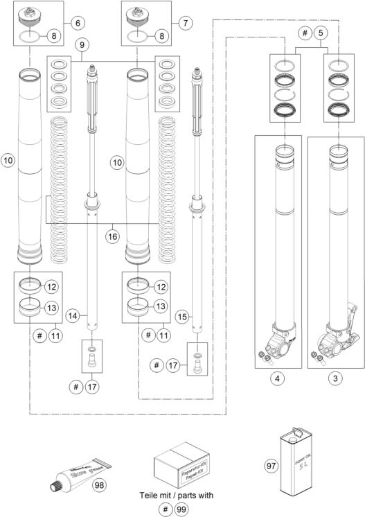 FOURCHE TELESCOPIQUE POUR 690 ENDURO R 2017 (EU)