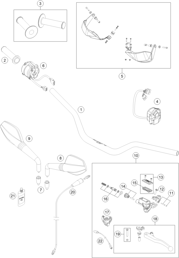 GUIDON ARMATURES POUR 690 SMC R ABS 2014 EU