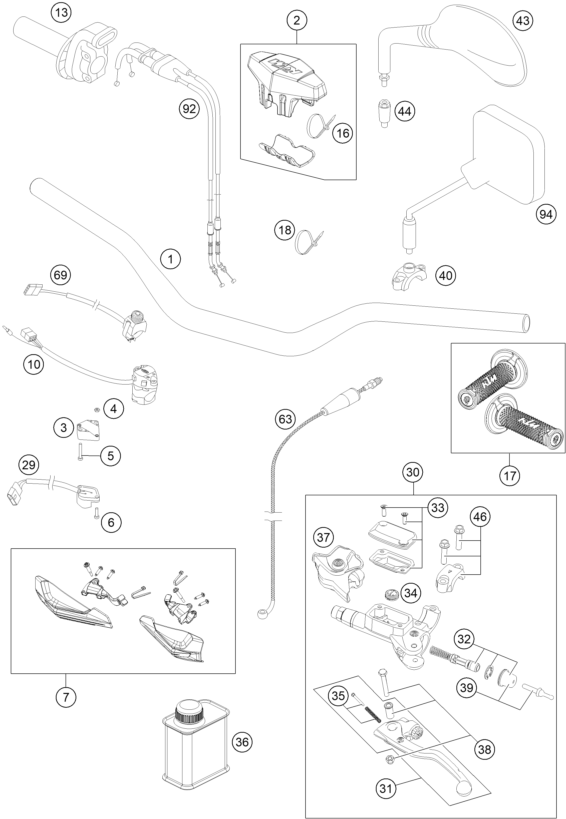 GUIDON ARMATURES POUR 250 EXC-F 2014 (EU)