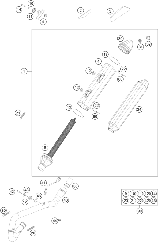 SYSTEME DECHAPPEMENT POUR 250 EXC-F 2014 (EU)