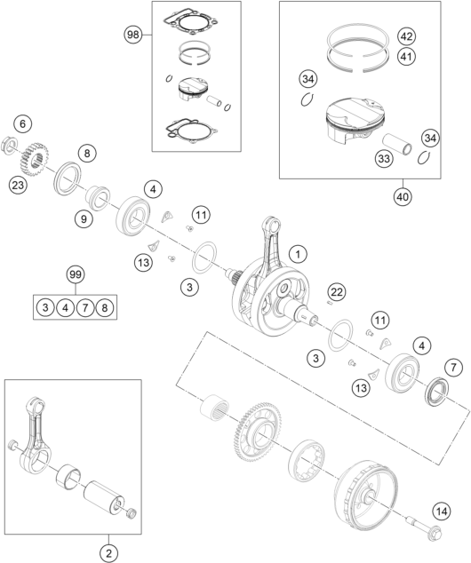 VILEBREQUIN PISTON POUR 350 EXC F 2015 EU