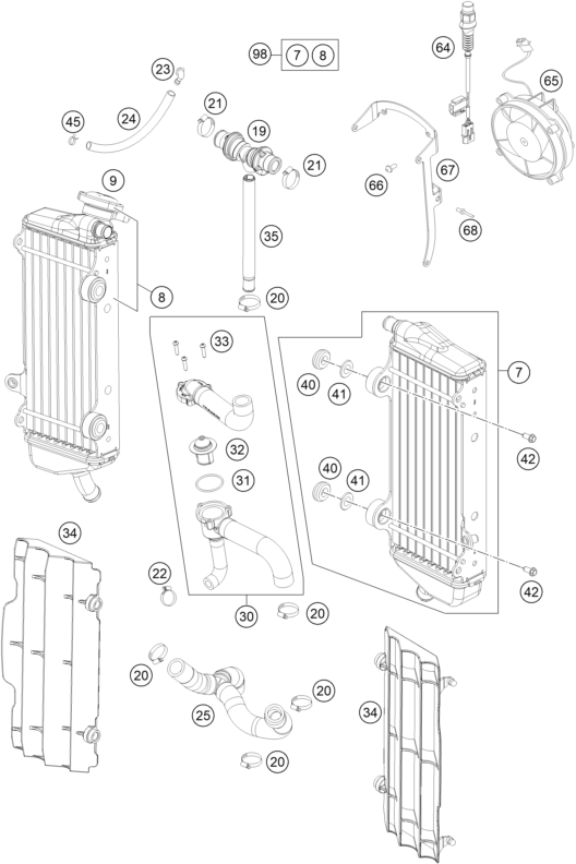 SYSTEME DE REFROIDISSEMENT POUR 350 EXC-F 2014 (EU)