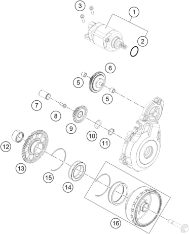 DEMARREUR ELECTRIQUE POUR 350 EXC-F 2014 (EU)