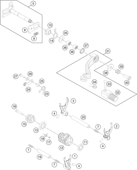 MECANISME DE SELECTION POUR 250 SX-F 2015 (EU)