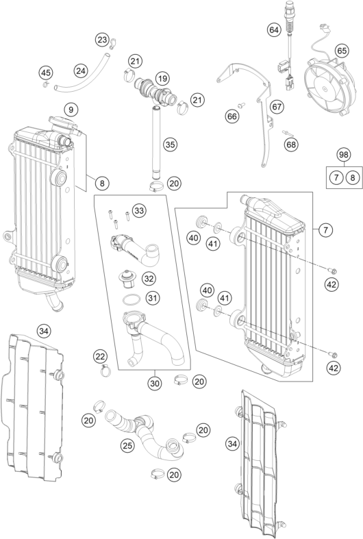 SYSTEME DE REFROIDISSEMENT POUR 250 EXC-F 2014 (EU)