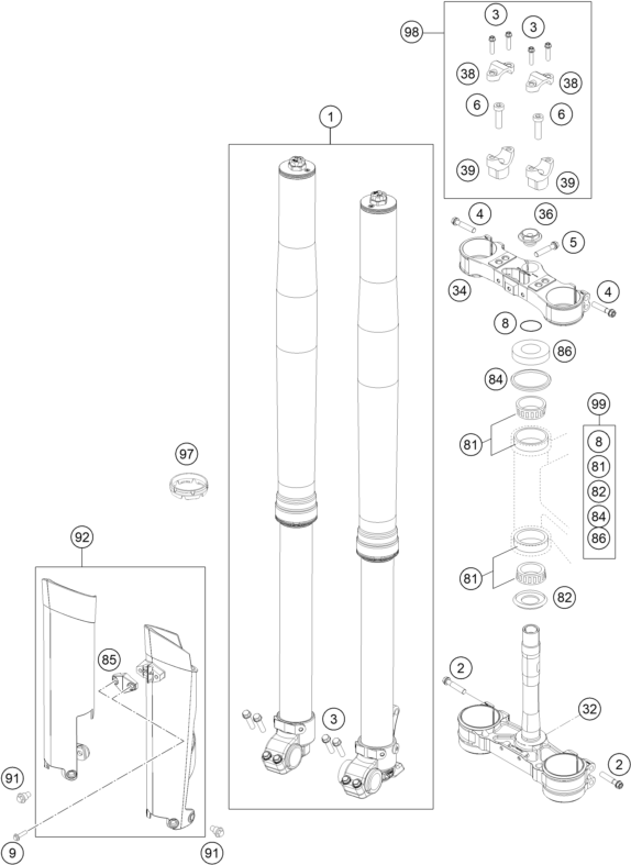 FOURCHE TELESCOPIQUE TE DE FOURCHE POUR 450 EXC SIX DAYS 2015 EU