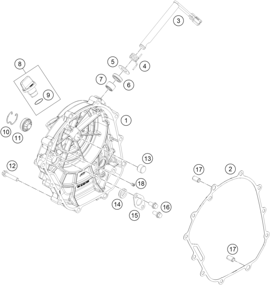 COUVERCLE DEMBRAYAGE POUR 125 DUKE ORANGE ABS 2015 (EU)