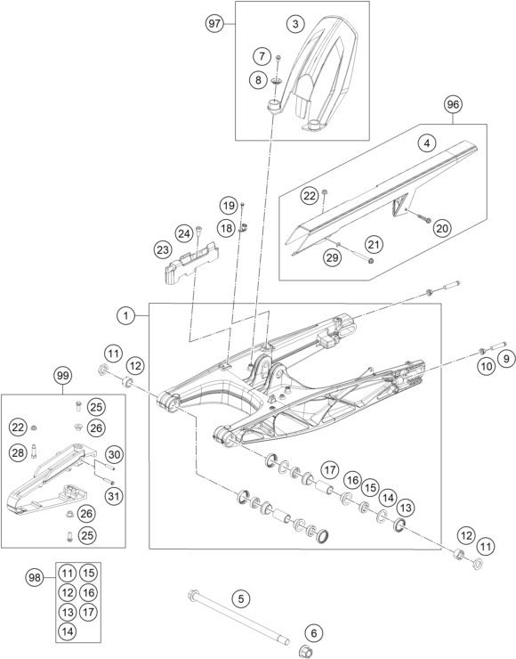 BRAS OSCILLANT POUR 250 DUKE BL. ABS B.D. 15 (EU)